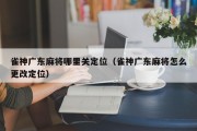 雀神广东麻将哪里关定位（雀神广东麻将怎么更改定位）