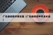 广东麻将教学楼文案（广东麻将搞笑常用术语）