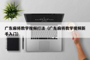 广东麻将教学视频打法（广东麻将教学视频新手入门）
